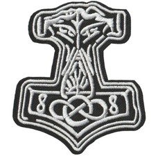 Viking Mjolnir (Thor's Hammer) Iron On Embroidered Patch (Ref LB101) SALE!