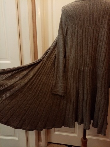 LADIES WOMENS M&S PER UNA 14 LONG GREY SOFT ANGORA* Mohair* RIBBED OPEN CARDIGAN - Picture 9 of 23
