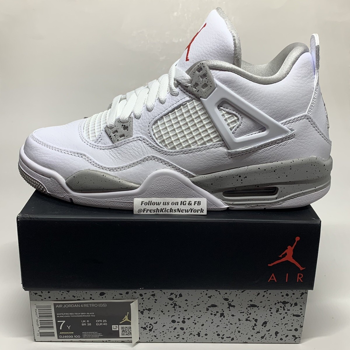 Jordan 4 White Oreo Grade School Size 7Y DJ4699-100 Air Jordan 4 White Oreo Grade School Size 7Y DJ4699-100 Air