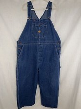 Red Lap Big Mens Bib Overalls Blue Denim 50 x 30 Excellent Preowned Condition