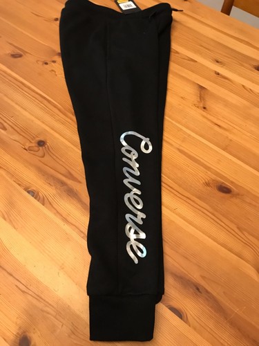 Converse Girl's Metallic Script Logo Joggers Black M 10-12 yrs - Picture 2 of 3