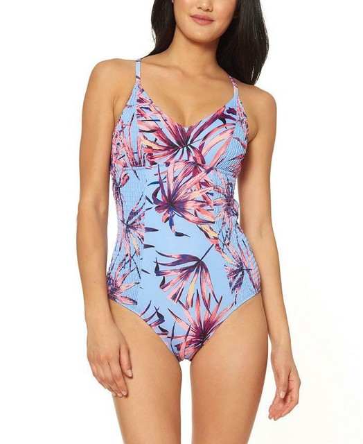 Jessica Simpson Lilac Multi Palmy Days Smocked One Piece Swimsuit Xl Ymr1121 For Sale Online Ebay