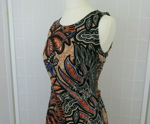 H&M Dress Size 6 Brown Tribal Print Jersey Skater Open Back Detail Flawed - Picture 2 of 11
