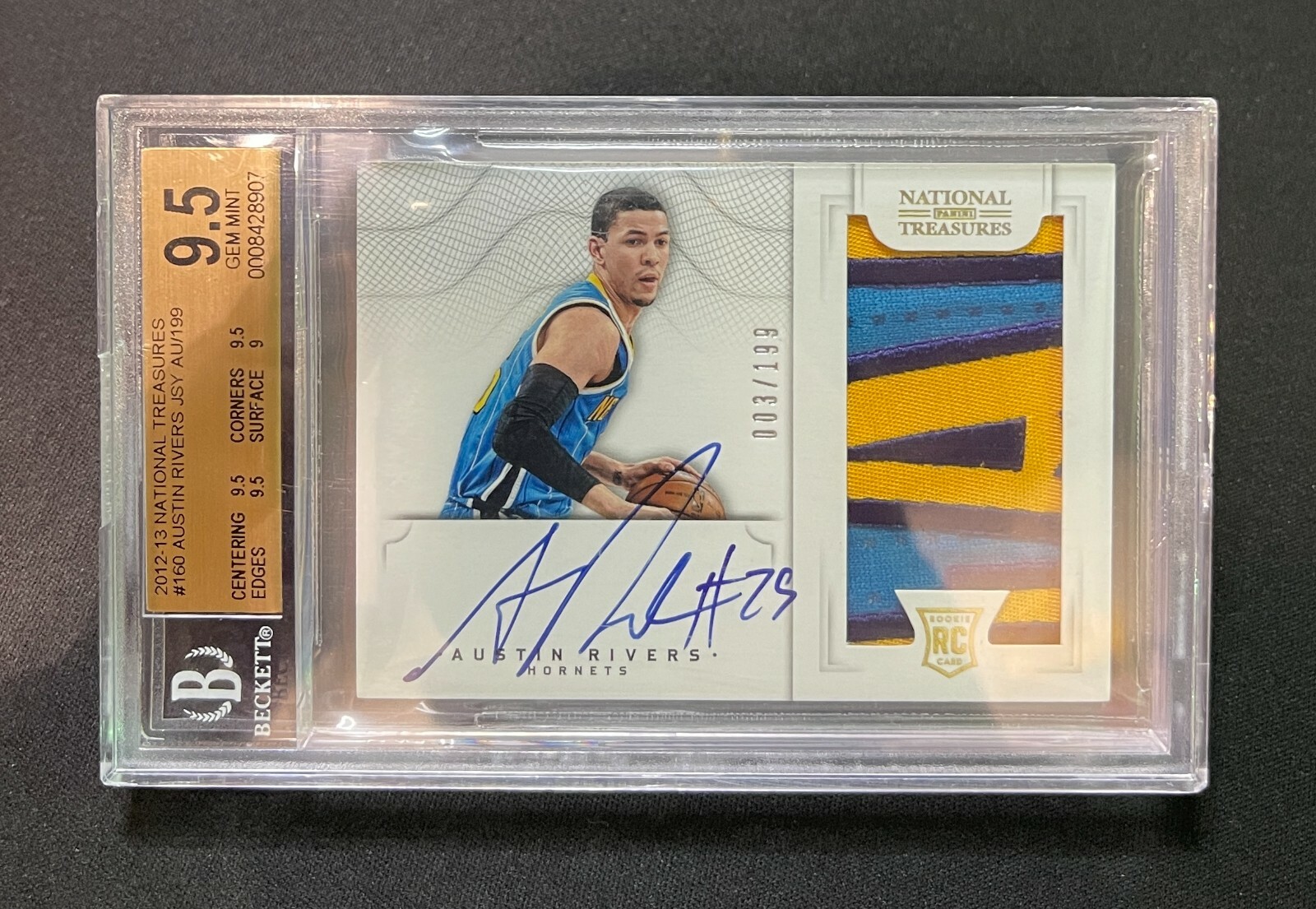 2012-13 National Treasures Austin Rivers 3 Color RPA #/199 Patch Auto BGS 9.5/10