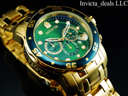 Invicta Herren 48 mm PRO TAUCHER Scuba Chronograph grünes Zifferblatt 18K vergoldete Uhr - Bild 4 von 9