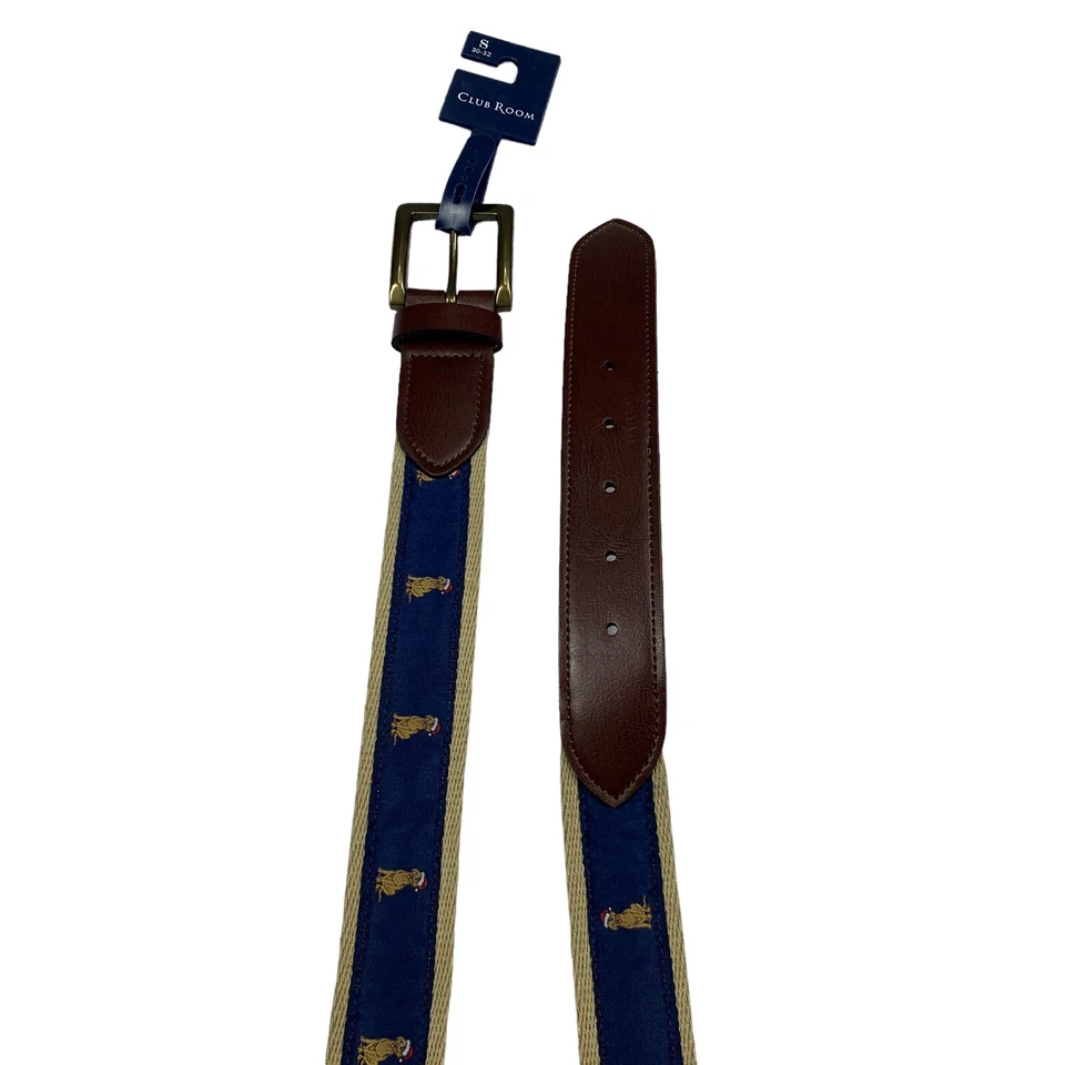 Cinturón azul para perro de vacaciones de cuero sintético Club Room para hombre S 30-32 Foto 2 de 4