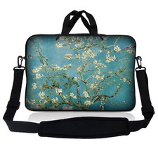 13.3" 13 Laptop Sleeve Bag w Shoulder Strap Chromebook Macbook Almond Trees SP53