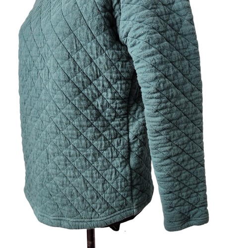 Orvis Quilted Sweatshirt Women XS Green Mock Turtleneck Pullover Shirt Top Warm - Picture 8 of 9
