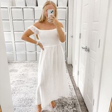 Reformation Smocked Off The Shoulder Dress