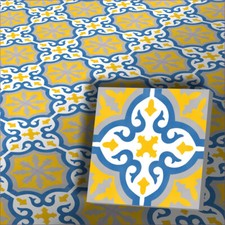 Zementfliese Iraquia gelb blau - Jugendstil Fliesen für Küche Bad Flur Altbau