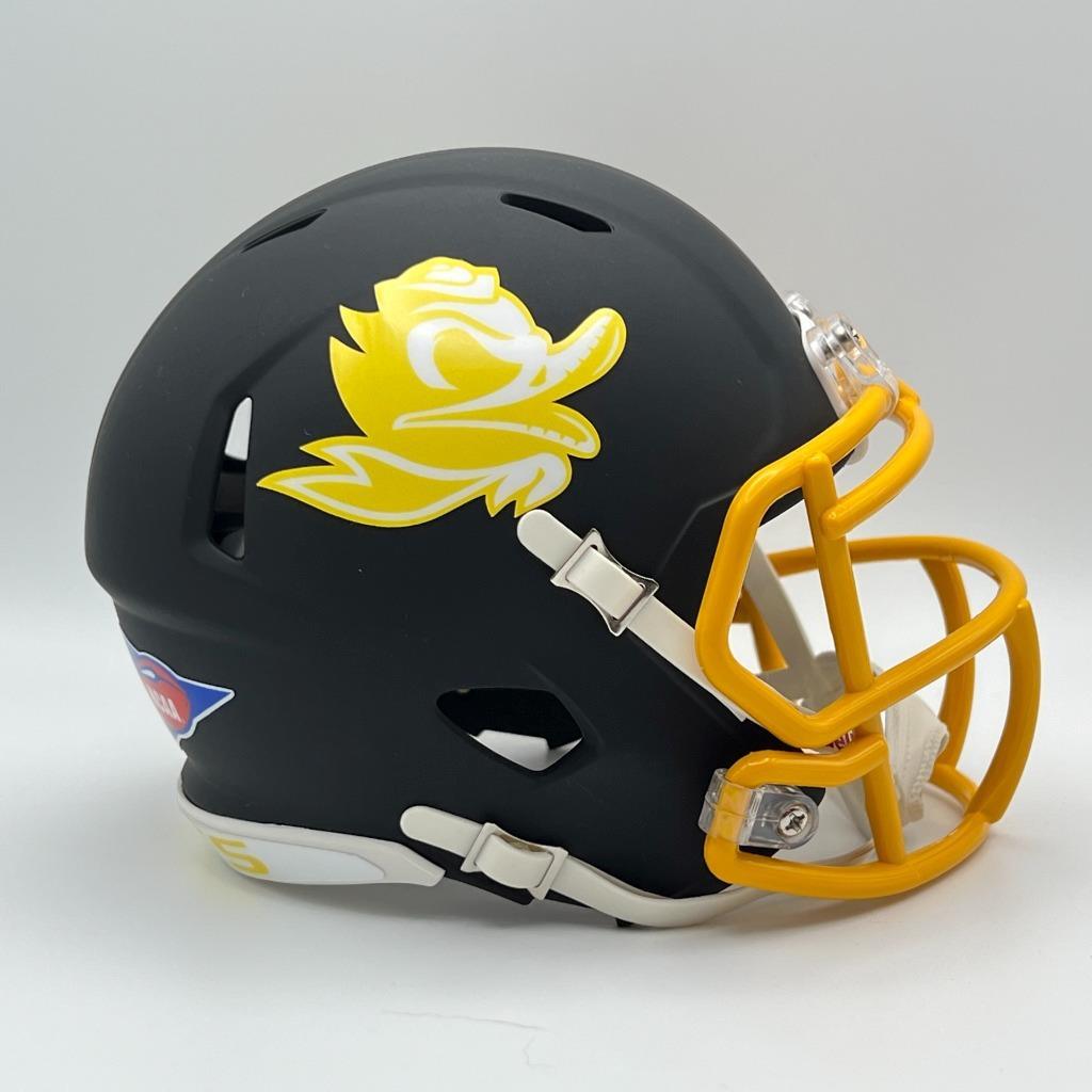 Oregon Ducks CUSTOM Matte Black Yellow Combat Duck Mini Football Helmet