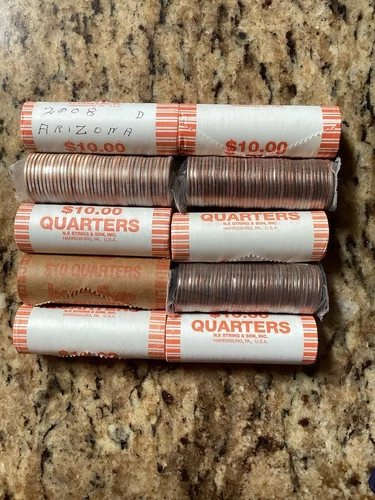 State Quarters Arizona 10 Rolls Denver Mint Uncirculated Bank Wrap