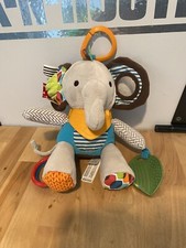 Skip Hop Elephant Plush Rattle Crunch Sound Teether Activity Sensory Baby Toy 8"