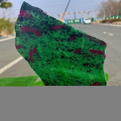 191G Natural green Ruby zoisite (anylite) slice crystal slab sample Healing - Picture 9 of 24