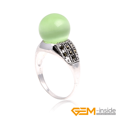 Fashion Gemstone Bead Rings Tibetan Silver Marcasite Jewelry Gift 12mm Christmas - Picture 59 of 60