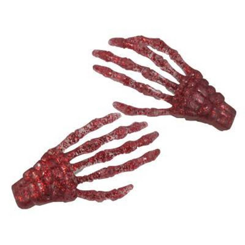 Blood Red Glitter Skeleton Hands HairClip Halloween Horror Accessory  Kreepsville 810693024586 | eBay