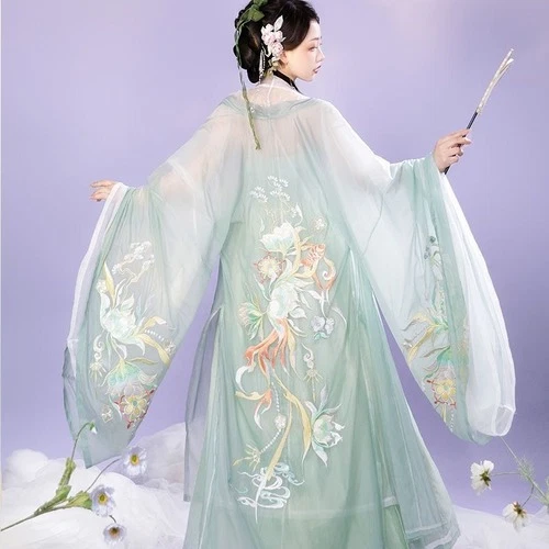Costume Hanfu Vestito Donna Antico Cinese Tradizionale Ricamo Fata Cosplay - Immagine 3 di 4