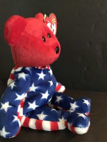 Beanie Babies Ty LIBERTY (red face version) the Bear June 14 2001 NWT ERROR! - Picture 4 of 9