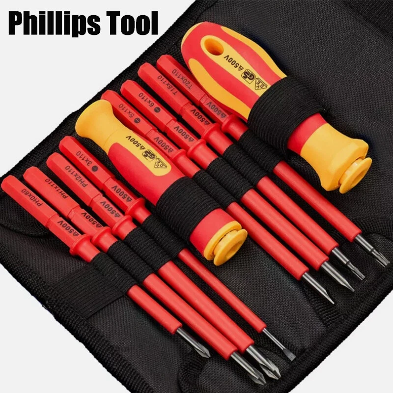 Upgrade Electrician Insulated Screwdriver Set Magnetic Tip Slotted Phillips Tool