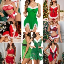 Green-Babydoll Lingerie for Christmas Sleepwear Underwear Nightwear Xmas Gift US