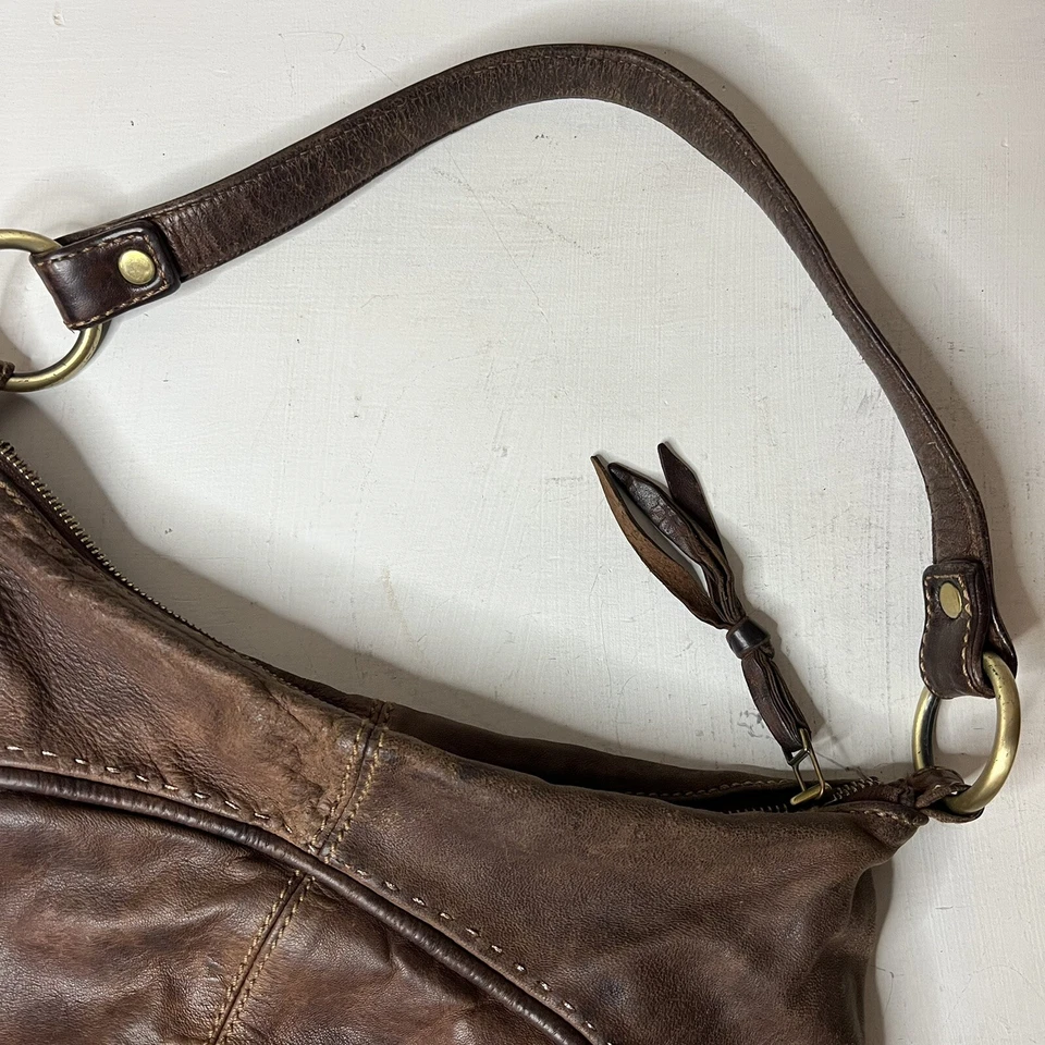 Bolso Cartera Scully Cuero Marrón Suave Bordado Western Boho Bolso de Mano para Mujer Foto 4 de 4