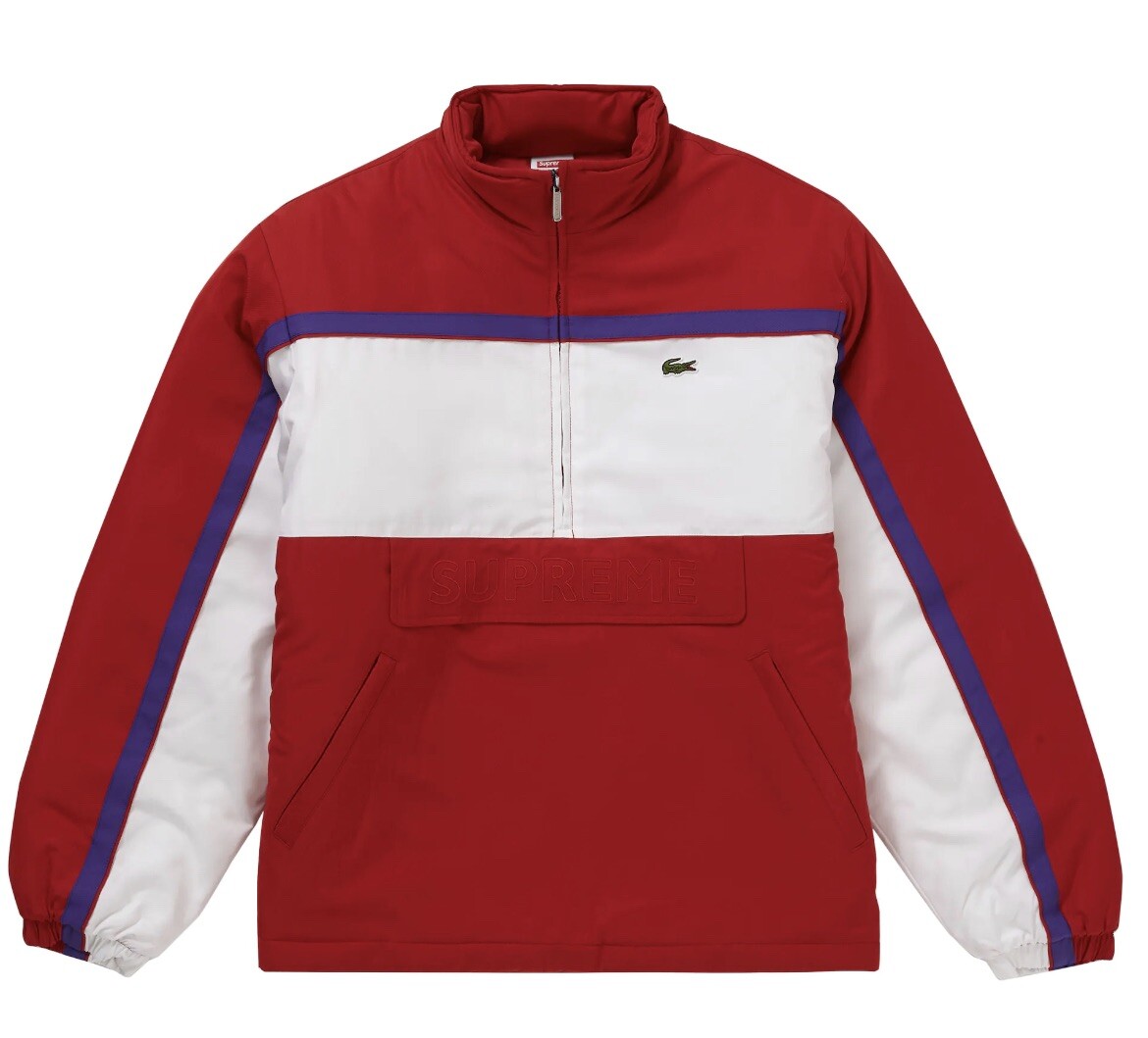 Supreme x LACOSTE Puffy Half Zip Pullover Red XL 100