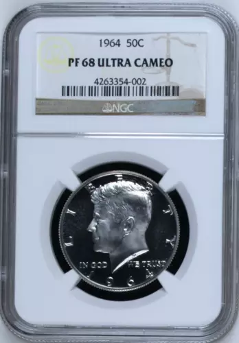 :1964-P 50C KENNEDY HALF DOLLAR PROOF NGC PF 68 U-CAM RARITY R3 HIGHEST GRADES