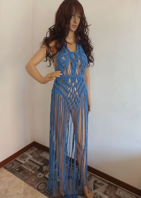 Maxi Royal Blue Dress, Unique Cover Up Macrame Dress, Sexy See Thru Beachwear | eBay Maxi Royal Blue Dress, Unique Cover Up Macrame Dress, Sexy See Thru Beachwear | eBay