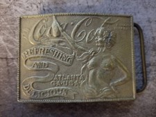 Vintage Bronze Tiffany Co Studio New York Coca-Cola Belt Buckle Nude Lady 3.5"
