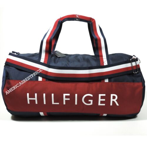 TOMMY HILFIGER NEW LARGE DUFFLE BAG/GYM BAG NWT NAVY BLUE RED WHITE VERY NICE - Afbeelding 1 van 12