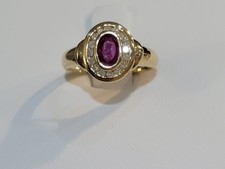 Estate Yellow Gold Ruby And Diamond Ring.