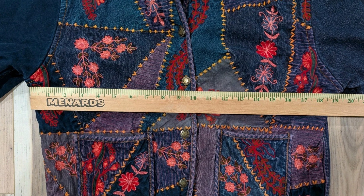 C:eed Reversible Patchwork Quilted Jacket Silk Sz… - image 6