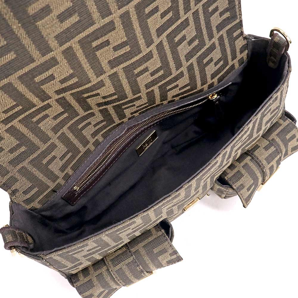 FENDI Baguette Zucca Pattern 8BR808 Shoulder Bag Brown Unisex #BCB504 image 4