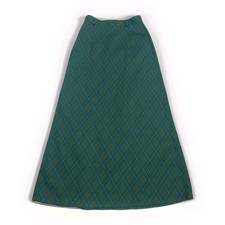 VTG 70s A Line Maxi Skirt Green blue Plaid 28" waist Mod Funky Steampunk tartan