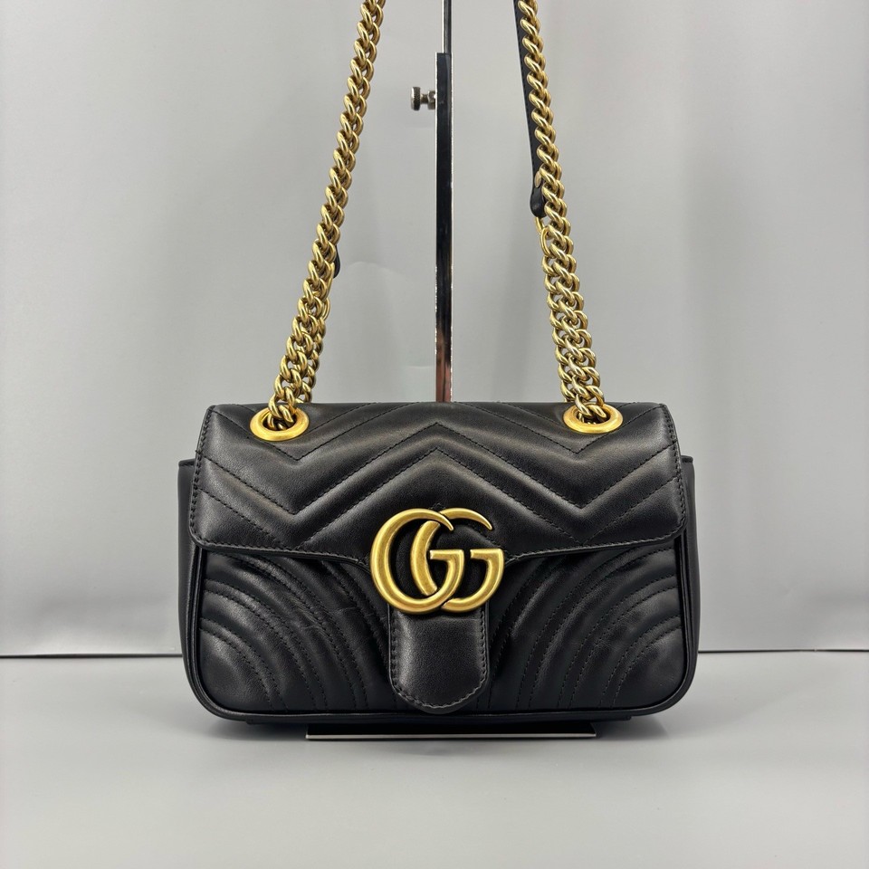 Authentic Pre‑owned Gucci GG Marmont Chevron Leather Chain Bag