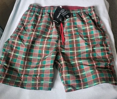 Bruno Banani Quick Dry Loose Badeshorts - Verde Green Check - Größe M - Neu mit Etikett