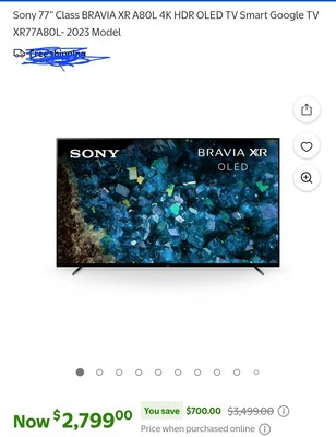 Sony BRAVIA XR A80L 77'' 4K UHD OLED Smart TV