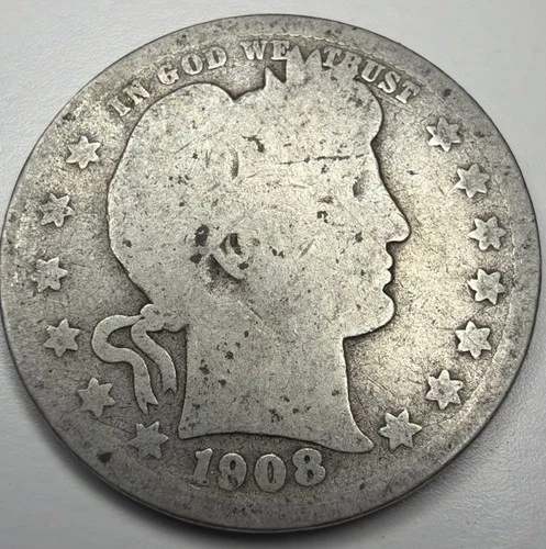1908 D Barber Quarter A50