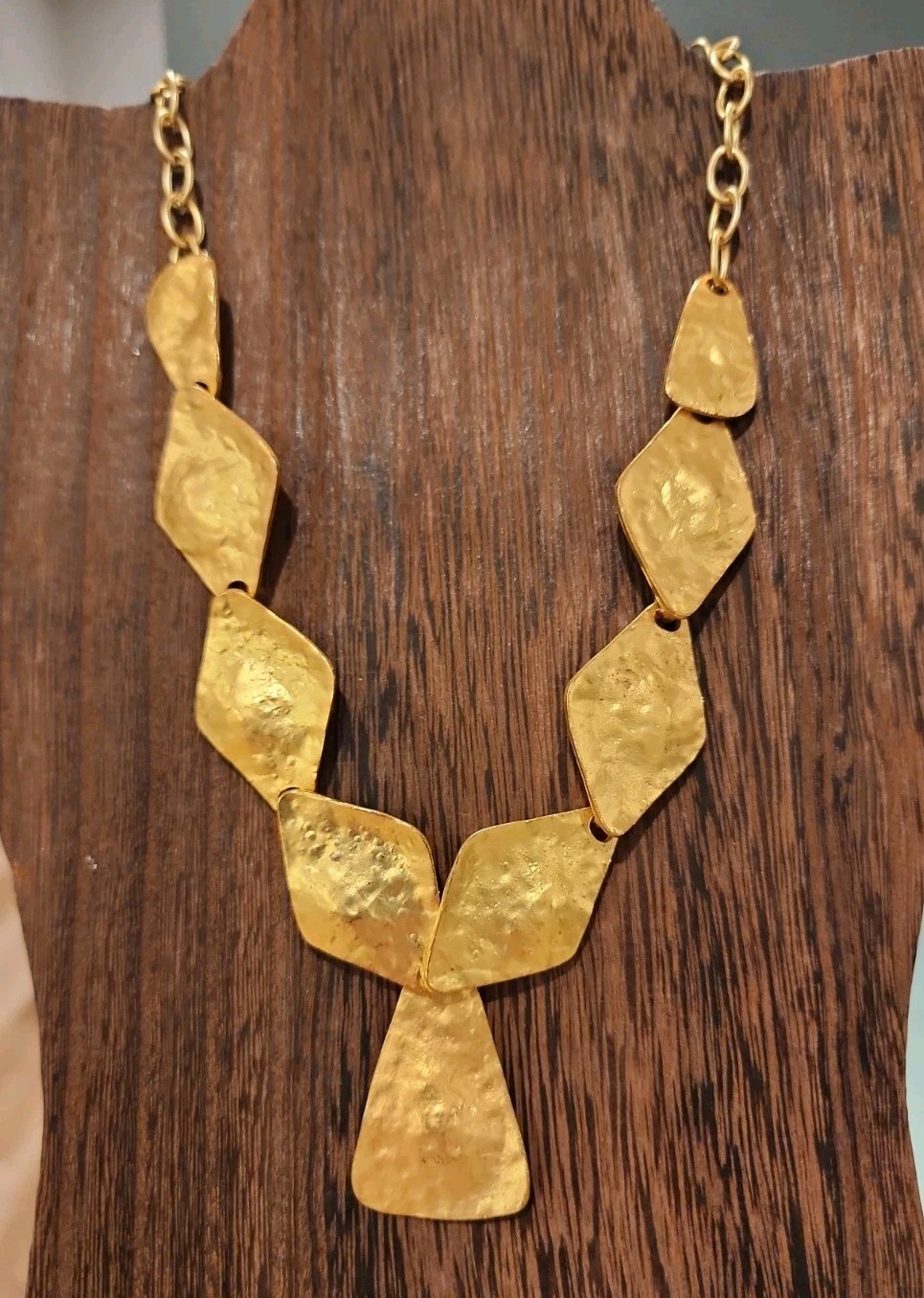VTG KJL Kenneth Jay Lane signed Goldtone Hammered… - image 1