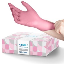 Pink Nitrile Disposable Gloves, Latex Free, Medium, 100 ct