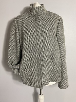 M&S ladies jacket zip up Wool rich black mix zip up pockets UK 16 smart work