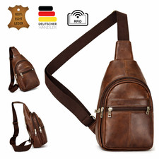 Brusttasche Echt Rindleder Umhängetasche Schultertasche Cross Body Sling Bag