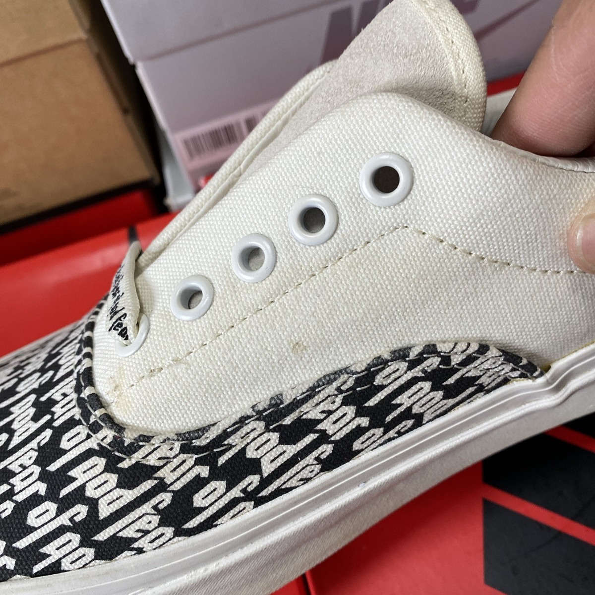 vans era 95 dx fear of god white mens black