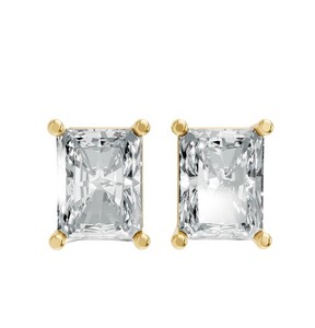 Authentic Radiant Shape Lab Grown Diamond 4-prong Push-Back Studs in 925 Silver