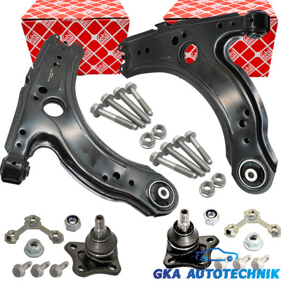 2x Querlenker + Febi Traggelenk + Schrauben vorne unten für VW Golf 4 Audi A3