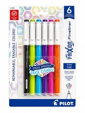 Pilot FriXion Fineliner Erasable Marker Pens 6 Pack Assorted Colors 0.7mm New