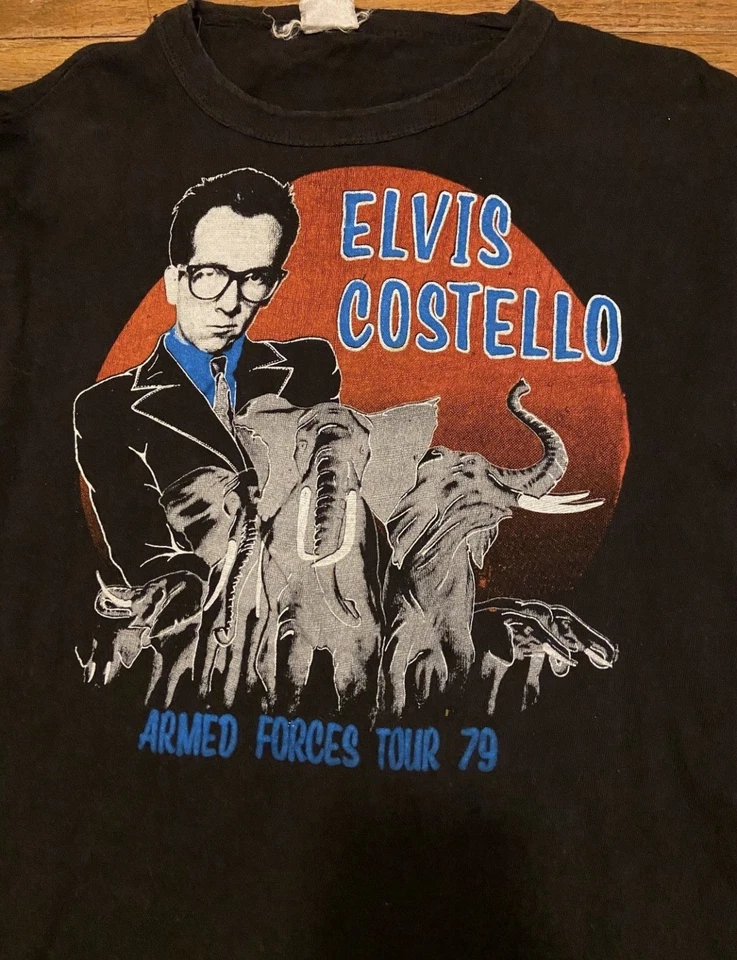 Camiseta 1979 Elvis Costello Armed Forces Tour Rock Concierto Talla Pequeña Foto 2 de 3