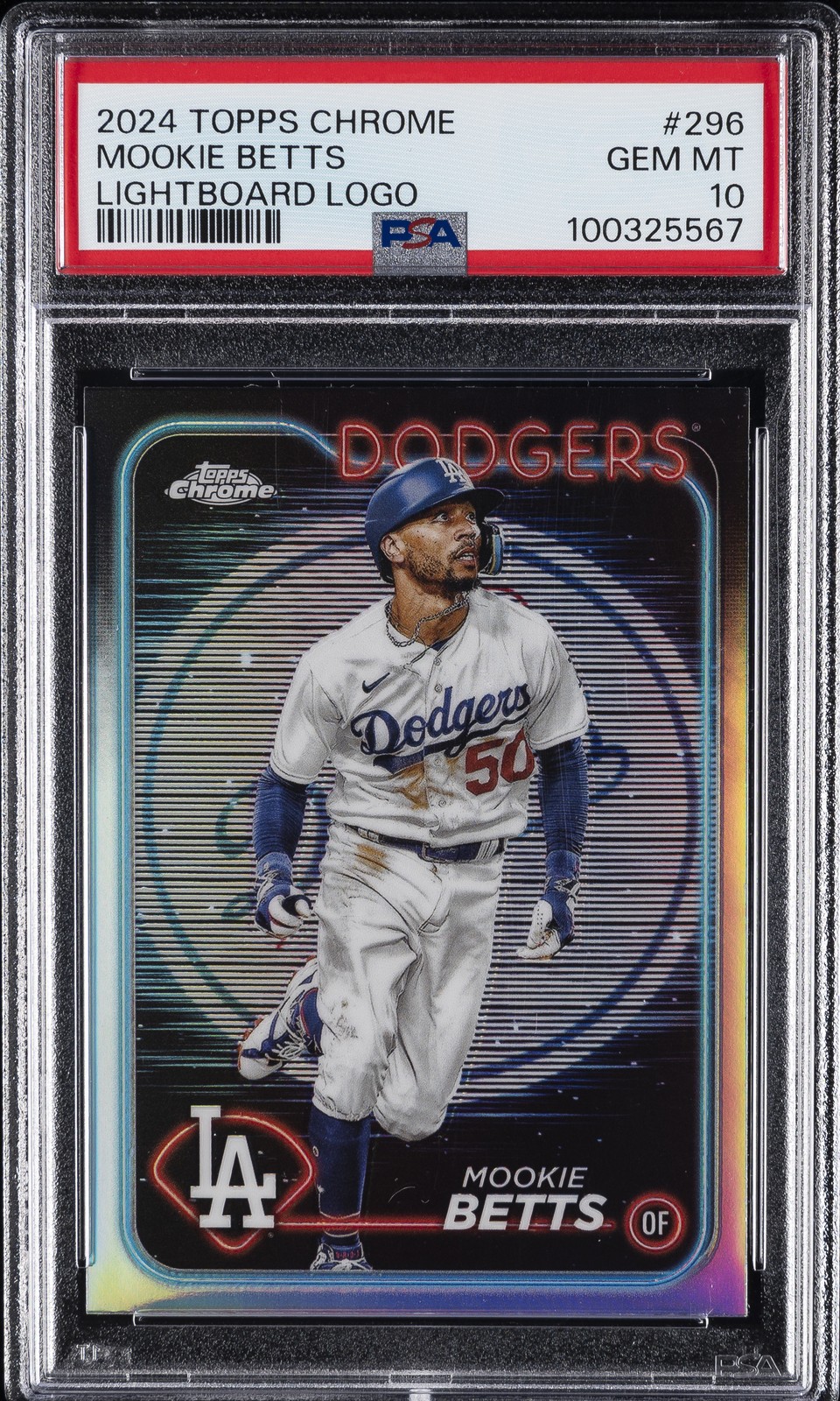 2024 TOPPS CHROME LIGHTBOARD LOGO #296 MOOKIE BETTS PSA 10
