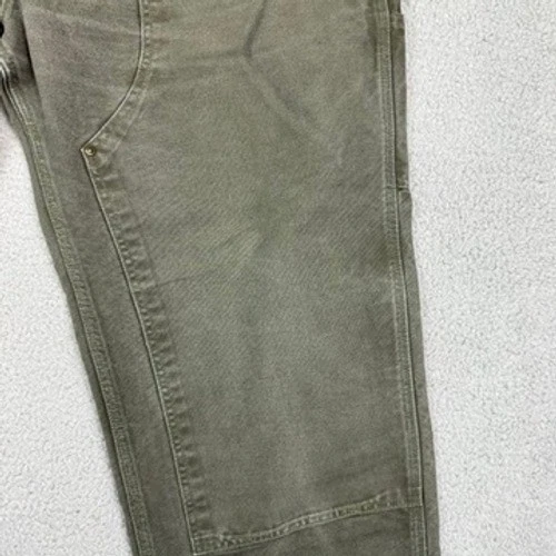 Pantalones de carpintero Carhartt B136 MOS doble rodilla verde utilitarios para hombre Foto 3 de 4