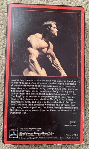 Pumping Iron VHS 1984 RCA Full Flap Release Arnold Schwarzenegger Body Building - Picture 2 of 8